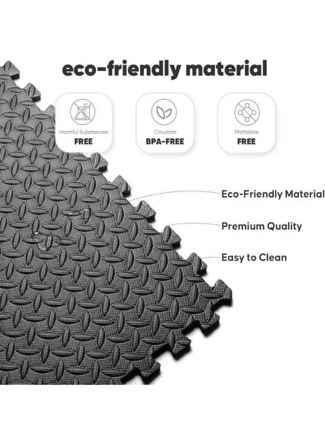 FAYET EVA Foam Interlocking Floor Mats, Double Sided Anti-Slip Puzzle Tiles with Border Edges, Cushioned Waterproof Floor Padding for Home, Living Room, Garage, Kids Play Area, Yoga and Pilates（30*30cm) - Image 3